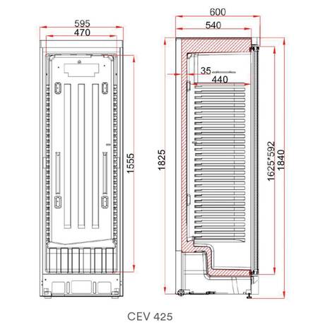 ARMARIO EXPOSITOR C/ PUERTA CRISTAL CEV425 1 LED 595x640x1840MM - Imagen 2