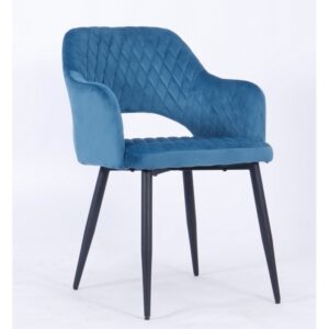 SILLON HONORIO METAL TAPIZADO VELVET 62 TURQUESA DARK