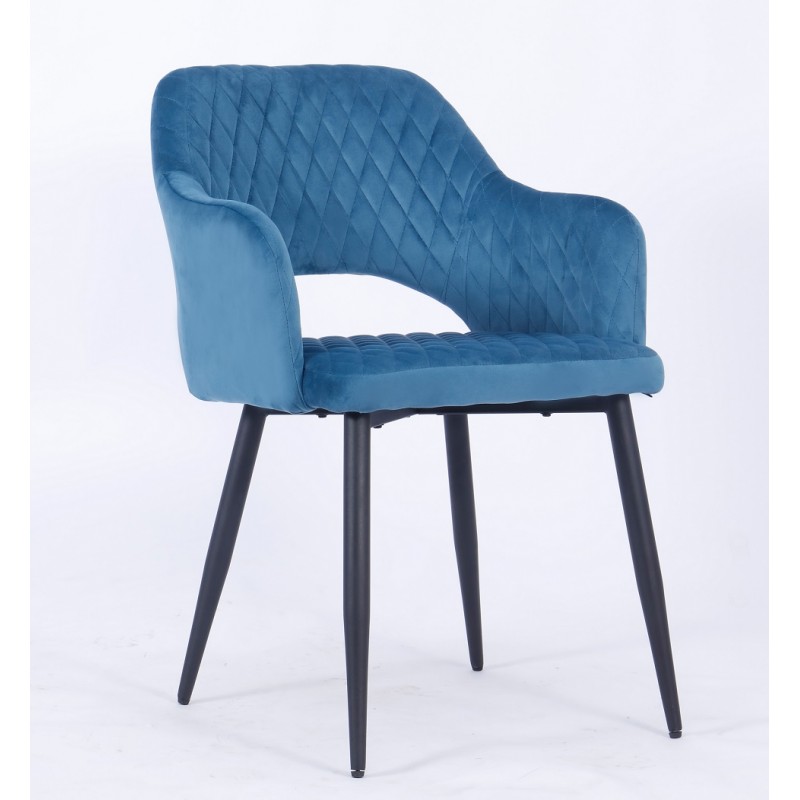 SILLON HONORIO METAL TAPIZADO VELVET 62 TURQUESA DARK