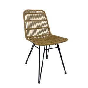 SILLA YAKARTA DE METAL Y RATAN BEIGE
