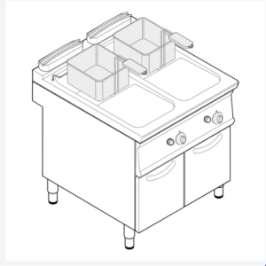 FREIDORA A GAS 13+13L CON MUEBLE CERRADO 80*70*90