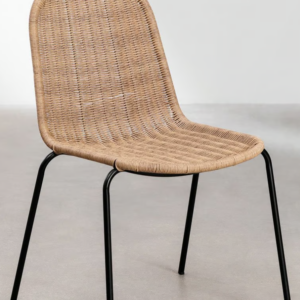 SILLA REIVEN PATAS DE HIERRO NEGRAS Y ASIENTO Y RESPALDO DE MIMBRE SINTÉTIC