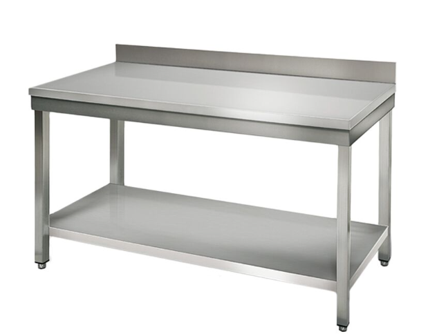 TLGA146 MESA INOX CON PETO CON ESTANTE 140*60*85