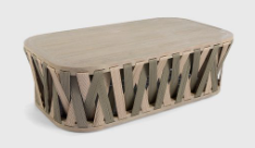 MESA CENTRO SPARK EN MADERA TECA Y CUERDA