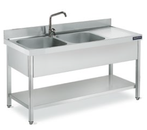 FREGADERO C/ 2 SENOS Y ESCURRIDOR DERECHA 2000*700 MM