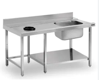 MESA PRELAVADO C/ ARO Y CUBETA DERECHA C/ ESTANTE