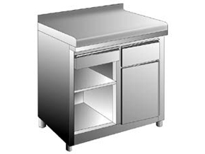 MESA CAFETERA CON 1 ESTANTE FRENTE MOSTRADOR