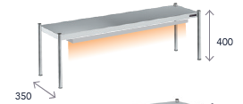 ESTANTE DE SOBREMESA DE 2,10 MTS X 35 CMS - LUZ Y CALOR HALÓGENO - FCH30010