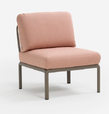SILLA KOMODO CENTRAL COLOR CUARZO ROSA C/ ESTRUCTURA BLANCA