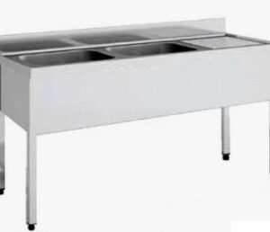 FREGADERO 2 CUBAS + ESCURRID DER 1800x600x850 MM L186542D