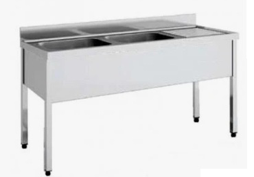 FREGADERO 2 CUBAS + ESCURRID DER 1800x600x850 MM L186542D