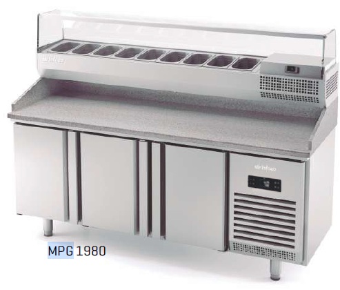 MESA REFRIGERADA PARA PIZZA MPG 1490 1490x700x 830/1417MM