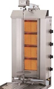 ASADOR GIRATORIO A GAS -KEBAB- MD-4 MOTOR ARRIBA 515x550x1120 MM